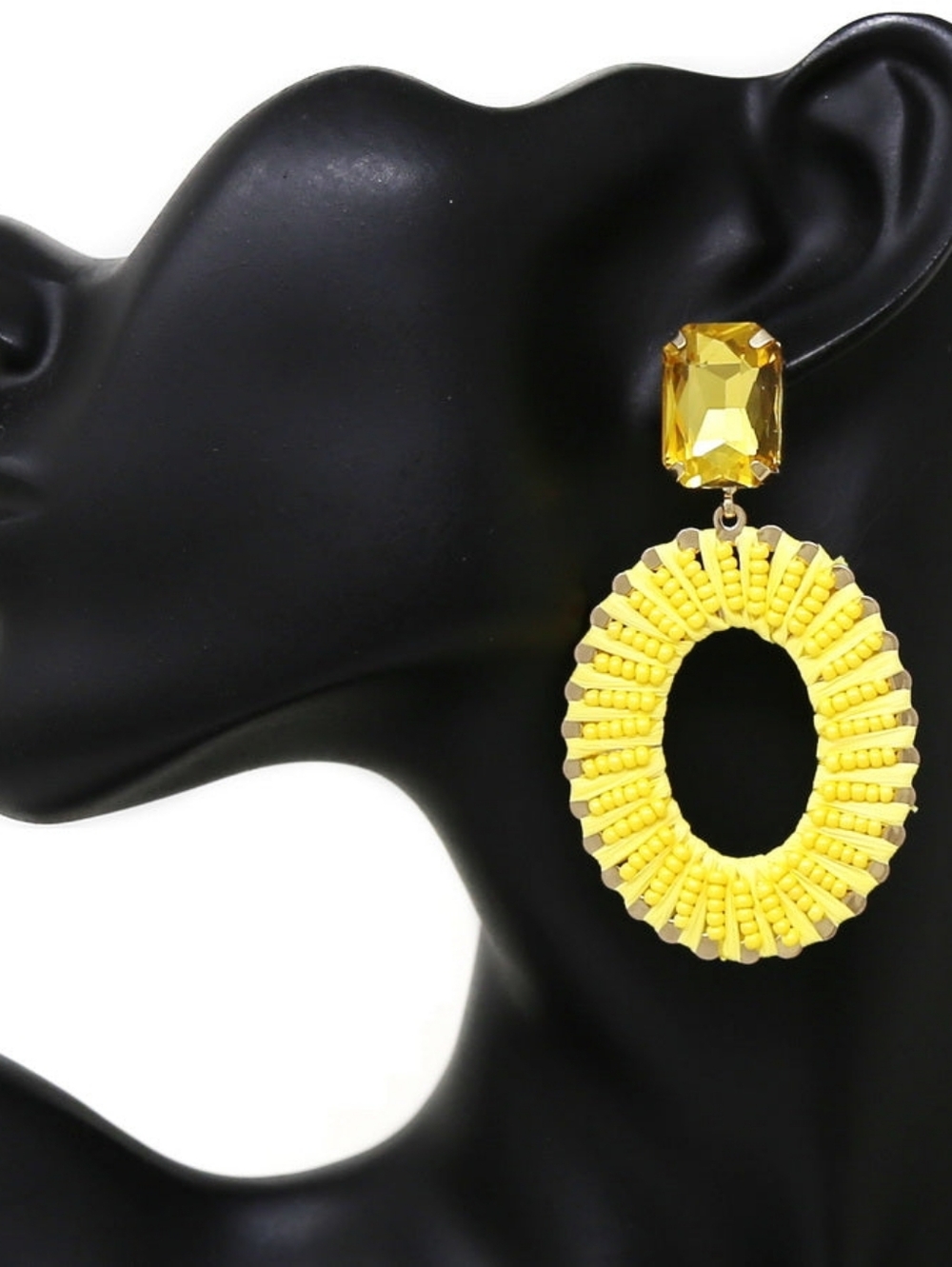 Yellow Beaded Statement Earrings